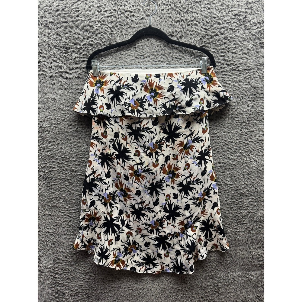A.L.C. Romy Floral Print Silk Strapless Mini Shift Dress White Womens Size 4